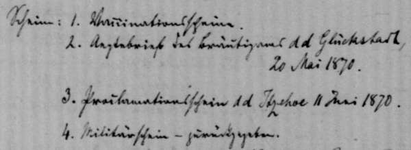 Detail from the register of marriages of the parish Münsterdorf in old handwriting